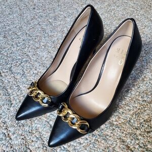Mix No. 6 Black Heels with Gold Chain Accent